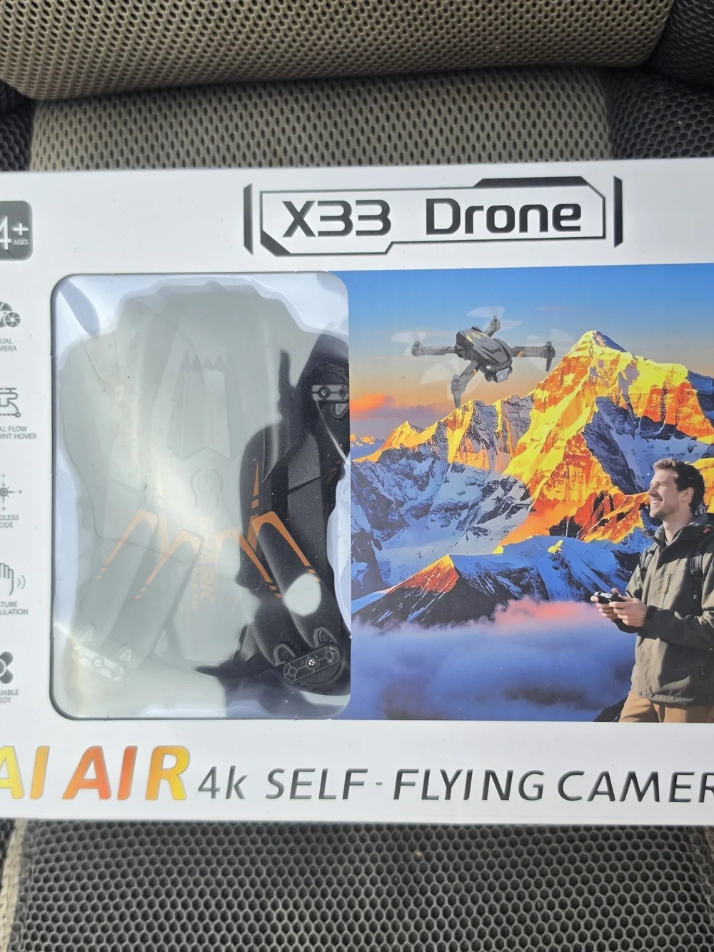 X33 Black and Orange Kids Drone - Foldable Self-Flying Toy